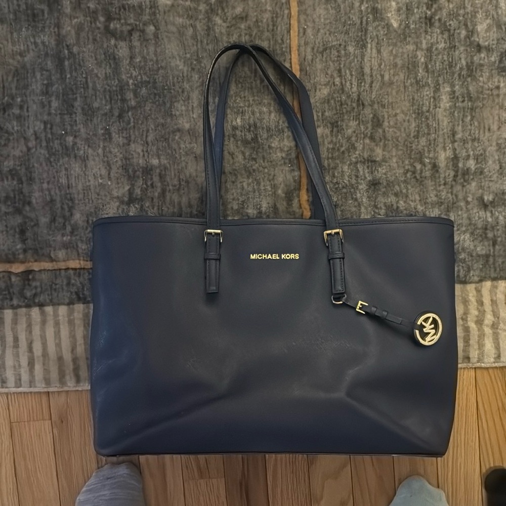 Navy Leather MK bag